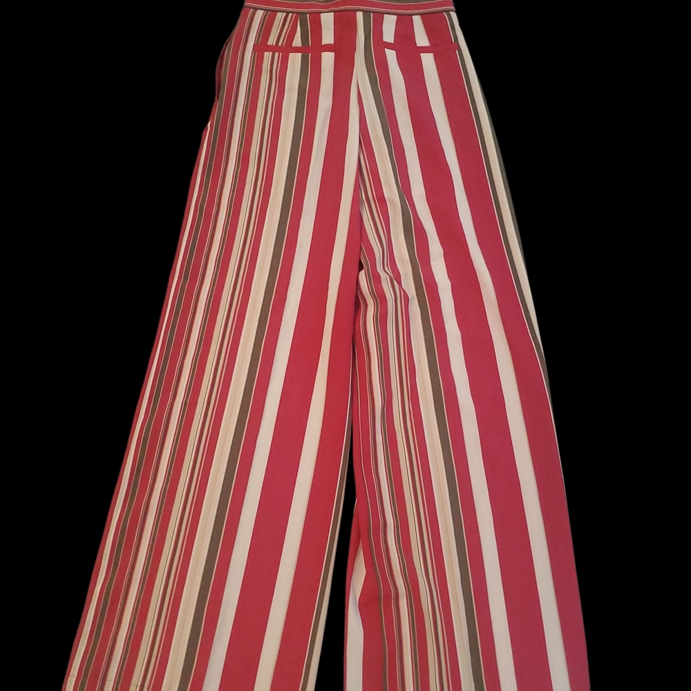 New York & Company Red and White Striped Wide-Leg Pants